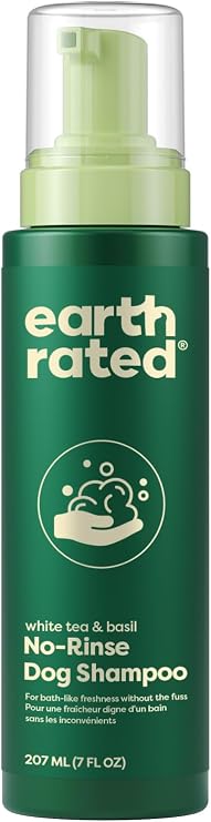 Earth Rated Waterless Shampoo & Conditioner, White Tea & Basil, 7 oz | No-Rinse Wash for Cleaning, Conditioning & Detangling, for All Coat Types, Refreshing White Tea and Basil Scent