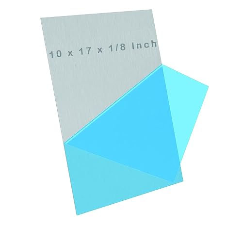 6061-T6 Aluminum Sheet 10 x 17 x 1/8 Inch Thickness Durable Aluminum Plate, Thick Metal Aluminum Sheet Covered with Protective Film for Industry, DIY
