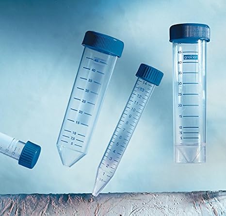 Greiner Bio-One 188261 CELLSTAR Polypropylene Centrifuge Tube with Blue Screw Cap, 15 mL Capacity, 17 mm Dia. x 120 mm L, Sterile, Conical, V Bottom, 10 Racks of 50 (Pack of 500)