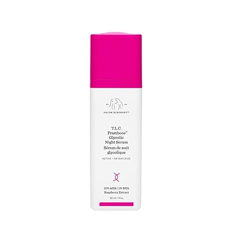 Drunk Elephant T.L.C. Framboos Glycolic Serum - Exfoliating AHA Serum - Clean Clinical Skincare - Cruelty-Free - Dermatologist-Tested - Free of Essential Oils, Silicones, and Fragrance
