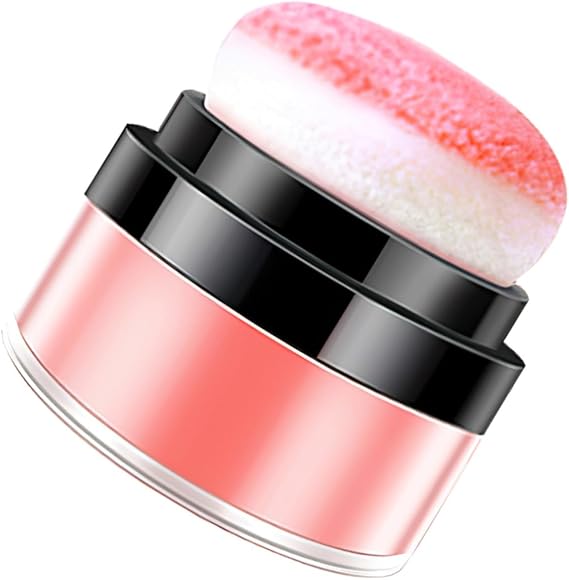 Portable Women Loose Powder Blush with Puff for Natural Look Face Makeup, Soft Mushroom Head Shape Cushion Makeup Blusher, for Everyday Use and Valentine’s Day Gift