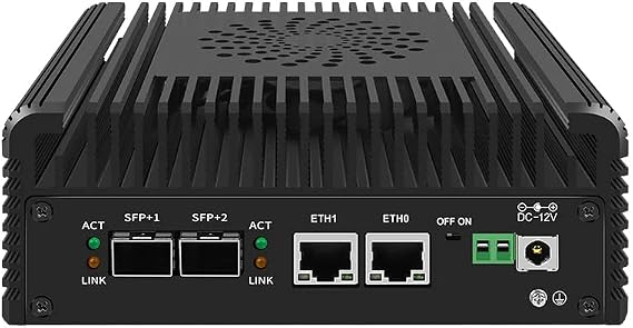 Firewall Appliance Mini PC, New 12th gen Intel N100 Soft Router 2X10G SFP+ Intel 82599ES Optical Port chip+ 2XI226-V 2.5G Nvme 2XHD DDR5 NAS Server VPN Router PC AES-NI HDMI DP (NO RAM NO SSD)