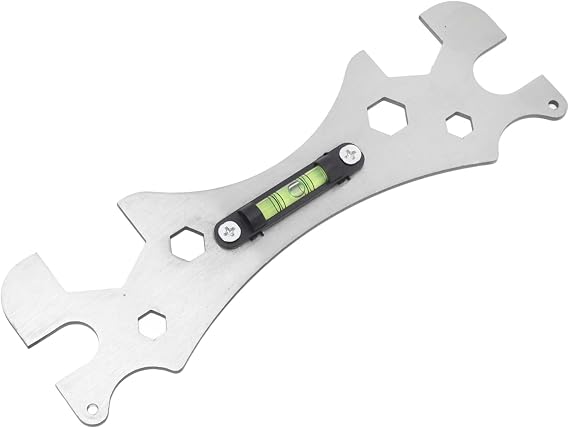 Faucet Wrench Level Tool, Precision Multifunction Hex Spanner with Bubble Alignment for Bathroom Kitchen Stainless Steel 7 Sizes 8mm 10mm 12mm 14mm 17mm 23mm 30mm 1 Pack