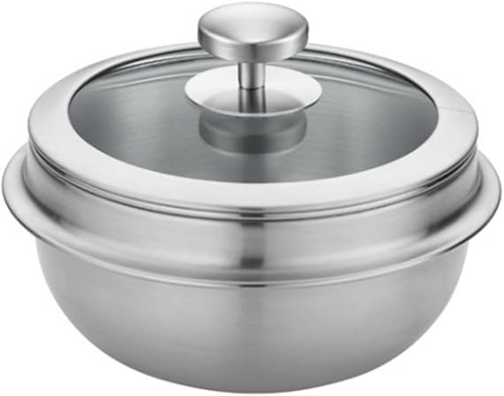 Induction 3-ply stainless Korean Ttukbaegi with Glass cover Lid Hot Pot for Rice, Egg custard Soup 6 6.3in