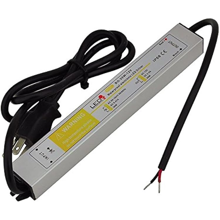 12 Volt DC Waterpoof LED Power Suppply Driver Transformer with 3-Prong Plug, 30W, 3207