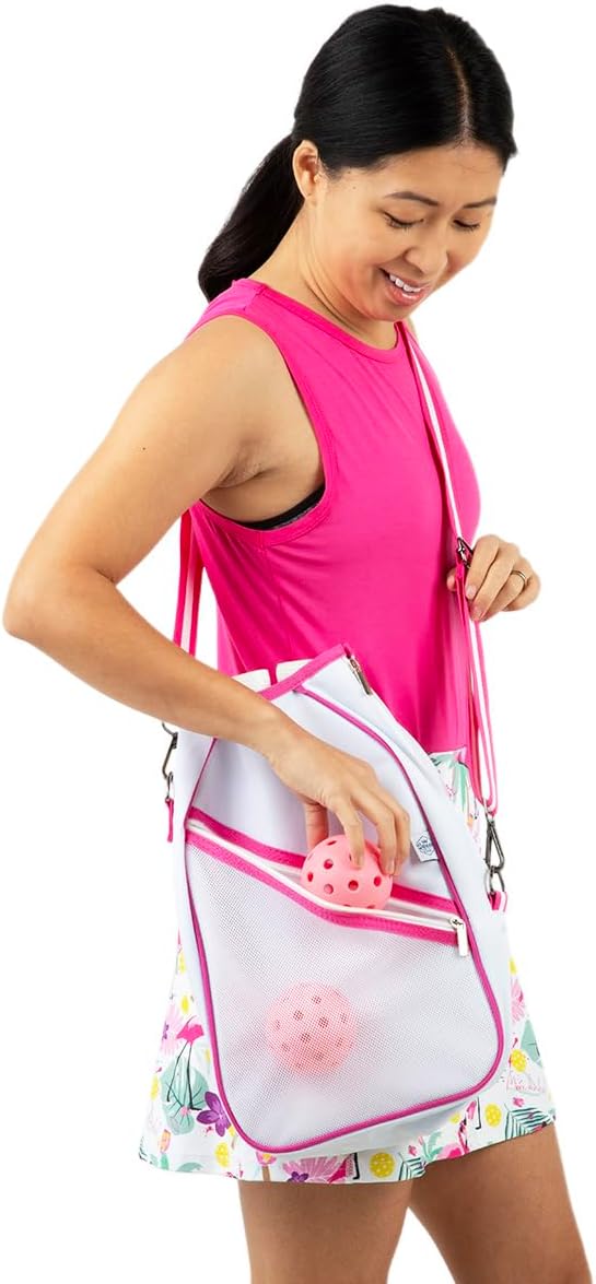 Pickleball Paddle Bag Crossbody style for Women, small pickleball bag with fence hook, lightweight pickleball crossbody bag