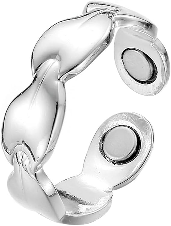 Calmi Ring for Women, Pure Copper Adjustable Powerful Natural Calmi Women's Energy Balance Relieve Anxiety Opening Ring, Menopausal Accessory (Silver)