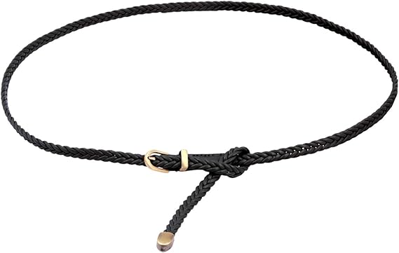 Ayliss Braided Belt Women PU Leather Skinny Woven Belt for Jeans Pants Thin Dress Waist Belt with Pin Buckle