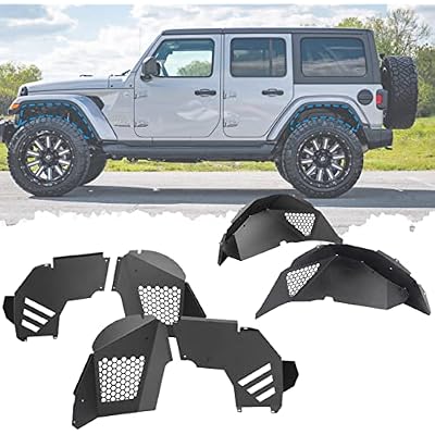 Inner Fender Liners for Jeep 2018 2019 2020 2021 2022 2023 2024 2025 2026 Wrangler JLJLU Unlimited Sahara Rubicon Sports 4WD & 2WD, Offroad Steel Front Rear Flare Wheel Well Splash Mud Guards Cover