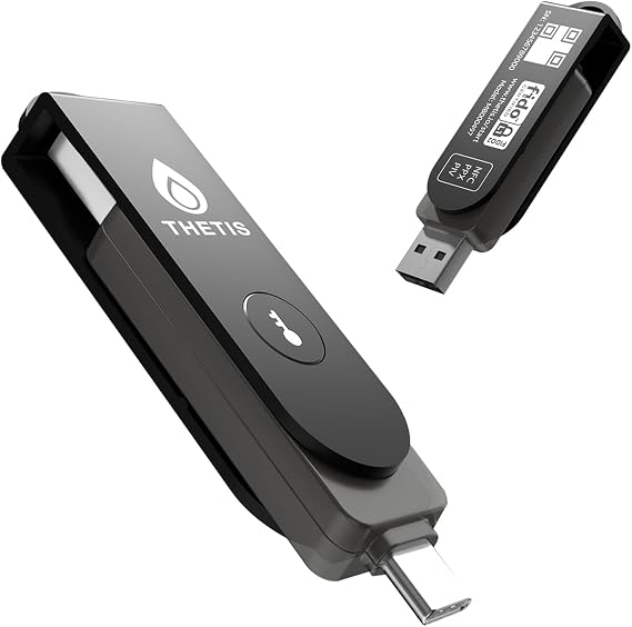 Thetis Pro FIDO2 Security Key Passkey with Complex Pin [PinPlex], Hardware Device Supports USB A, Type C &NFC, TOTP/HOTP Authenticator APP, PIV Certificates, FIDO 2.0 Two Factor Authentication 2FA MFA