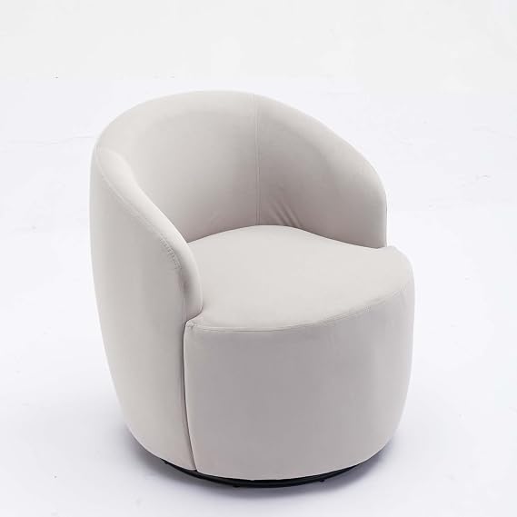 Swivel Barrel Chair,Swivel Accent Chair for Living Room,Velvet Round Swivel Chair,Foam Padding,Comfy Backrest (Grey)