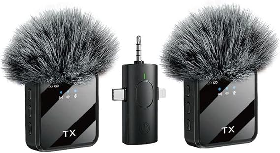 HEARTZ wireless microphone wireless collar microphone video youtube tiktok live broadcast studio microphone (F11-2 FURRY DOUBLE VLOG LIVE SHOW)