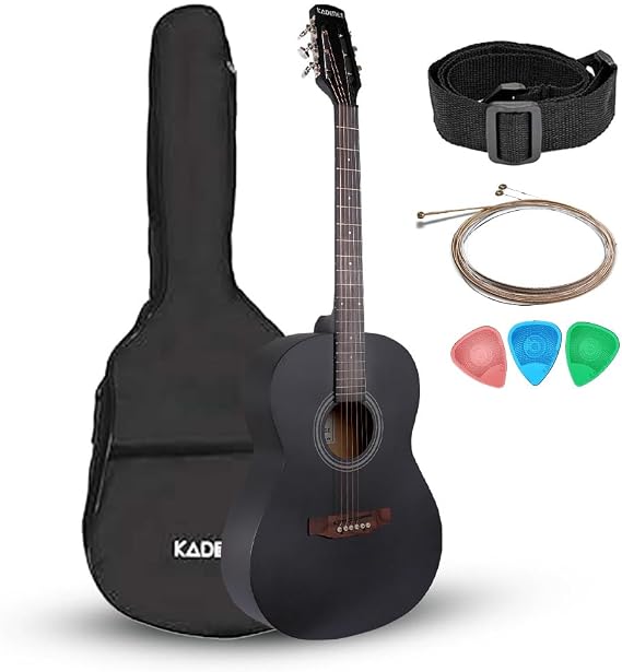 Kadence BB01-BK Acoustica 39" Acoustic Guitar | Dreadnought |  with Bag,Strap,Strings and Picks | Includes Learning Course | Black