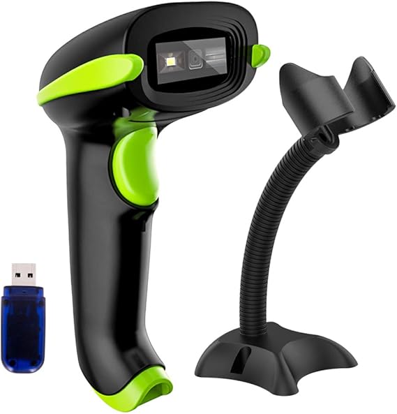 NADAMOO 2D Wireless Barcode Scanner with Stand, Compatible with Bluetooth & 2.4G Wireless & Wired Connection, Cordless QR Code Scanner USB Image Bar Code Reader for Computer Tablet iPhone iPad Android