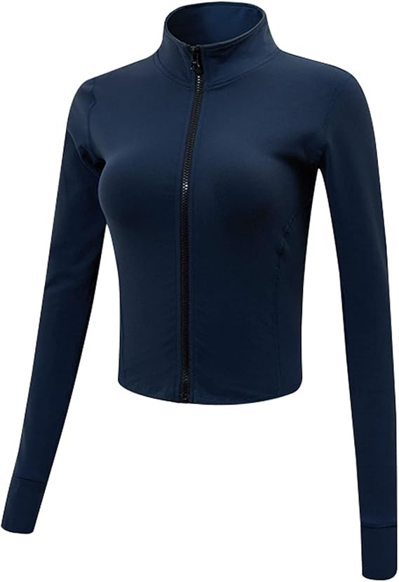 Gihuo Women's Workout Jacket Lightweight Zip Up Athletic Cropped Running Jacket
