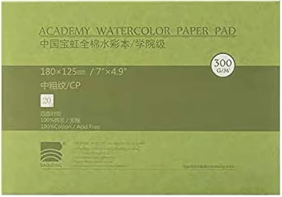 Watercolor Paper Block, BAOHONG Academy Grade Watercolor Block, 100% Cotton, Acid-Free, 140LB/300GSM, Cold Press Textured, 20 Sheets per Block (Cold Press 4.9" x7)