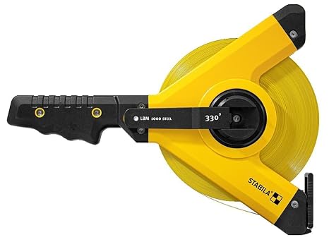 Stabila Tape Measure Lbm 1000 330' Open Reel | Steel open reel tape measure with inch scale for long-distance measuring, 330 ft blade length, Cat. No. 30935