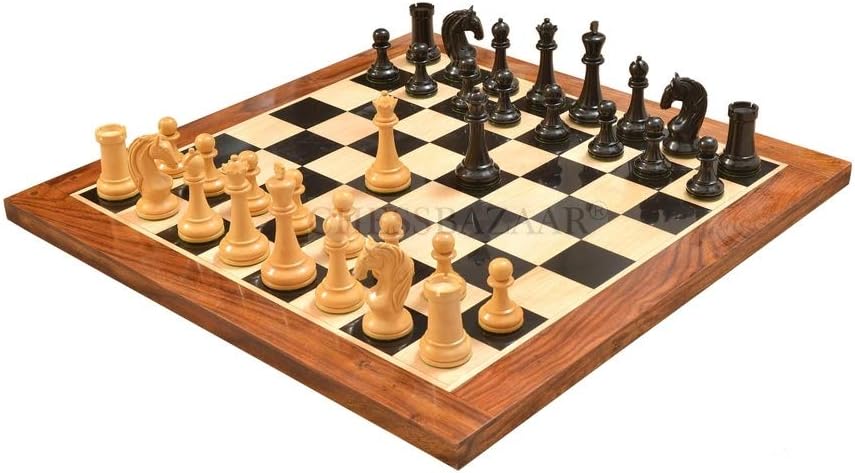 CHESSBAZAAR 23 Wooden Chess Set | Combo of Reproduced 1963-1966 Piatigorsky Cup Chess Set with Wooden Board in EbonyBox Wood | 4.2 King Height | 2 Extra Queen Included