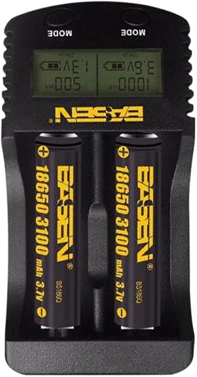 Basen BS-4B2 Akıllı Pil Şarj Cihazı, 2'li, 18650 Lityum-ion ve Ni-MH Ni-CD Piller için, USB Siyah