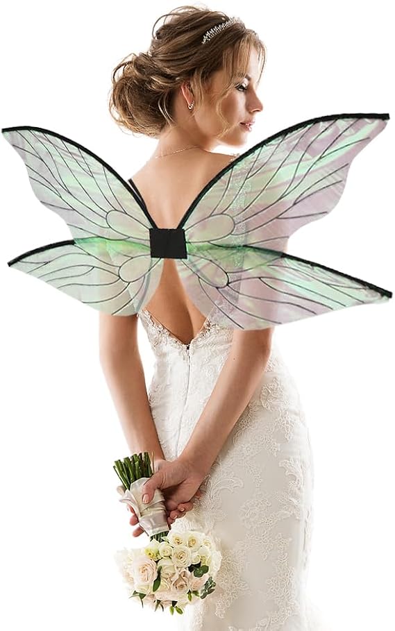 ALIBBON Fairy Wings Costume for Women, Butterfly Wings Princess Angel Elf Dress Up Accessories for Halloween Party