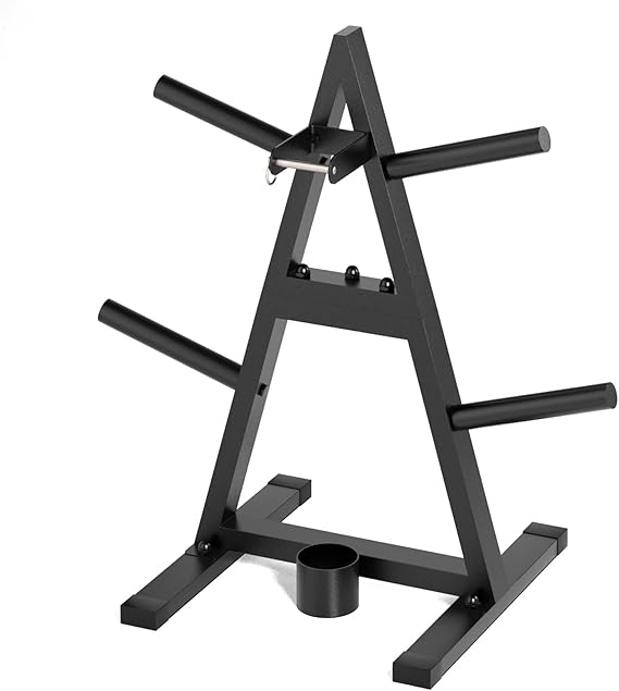 A-Frame Weight Plate Tree for 1" Olympic Plates - Holds 300 lbs, Dumbbell Rack and Home Gym Storage Stand - Organize Your Workout Area !