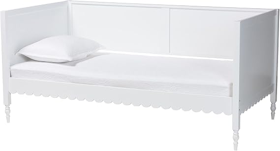 Baxton Studio Roni Modern White Wood Twin Daybed with Scalloped Edges