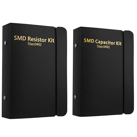 SMD 0402 Resistors Kit Bundle with 0402 Capacitors Assortment Folder- Sample Book Kit for Electronic Components.