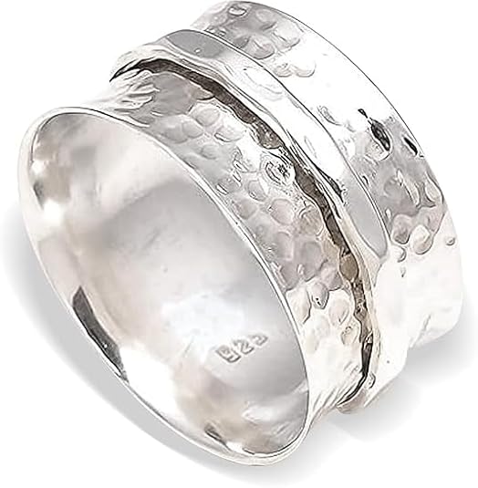 Anxiety Relief 925 Sterling Silver Spinner Ring Fidget Single Band Ring