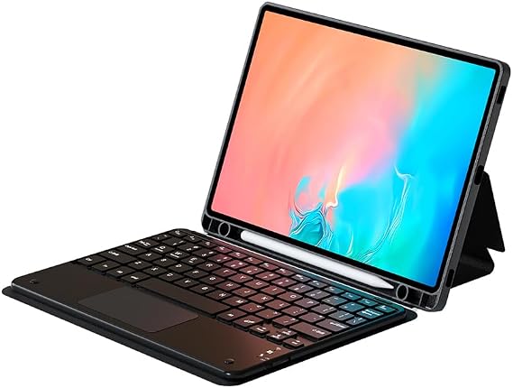 Aksesuarcim Samsung Galaxy Tab S10 FE SM-X520 X526 ile Uyumlu Kılıf Klavyeli Kalem Bölmeli Bluetooth Bağlantılı Standlı Tablet Kılıfı Siyah