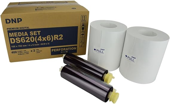 DNP DS620A Perforated Printer Media, 4x6" Roll, 2" Single Perf, 400 Prints Per Roll, 2-Pack (Total 800 Prints)