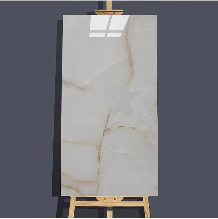 UKAB DEKOR Kendinden Yapışkanlı Bej Mermer Görünümlü Dekoratif Pvc Duvar Paneli 30x60 cm (0,18 m²) Bej 30 x 61