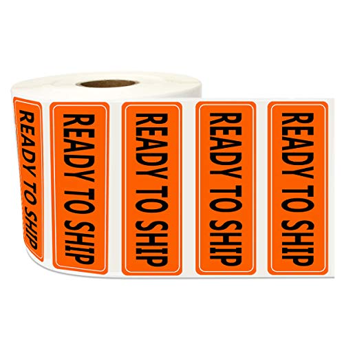 Ready to Ship Industrial Labels, Fluorescent Orange 1 x 3 Inch Quality Control Inventory Stickers 500 Labels