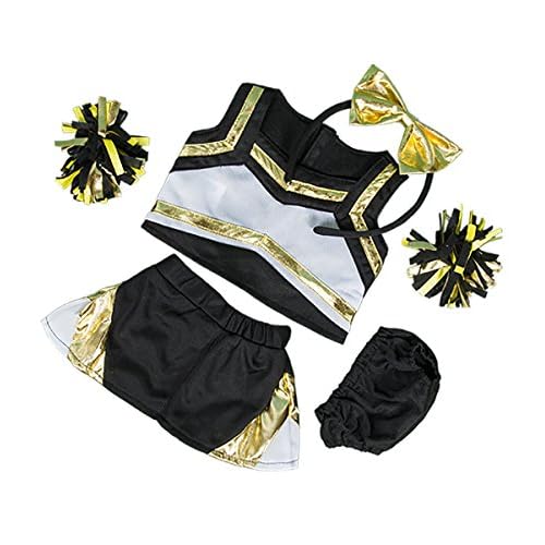 Metallic Gold & Black Cheerleader Teddy Bear Clothes Fits Most 14-18 Build-A-Bear & Make Your Own Stuffed Animals