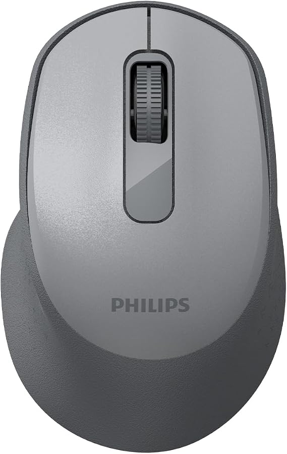 Philips SPK7448 Bluetooth 5.2 ve 2.4GHz 1600DPI Sessiz Optik Kablosuz Mouse (Gri)