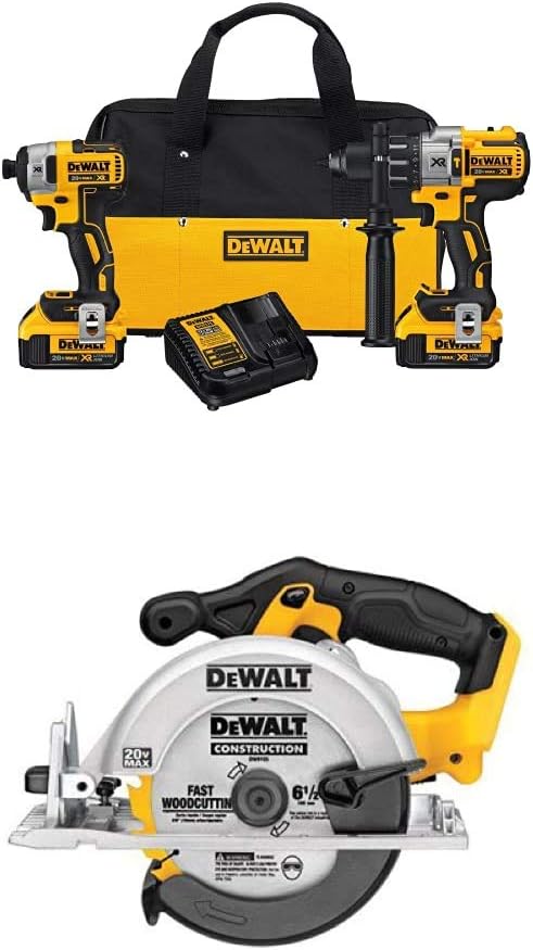 DEWALT DCK299M2 20V MAX XR Lithium Ion Brushless Premium Hammerdrill & Impact Driver Combo Kit, 4.0 Ah with Circular Saw