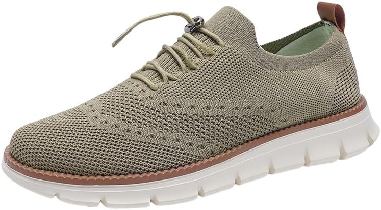 Mens Casual Dress Oxfords Breathable Knit Mesh Lace Up Lightweight Comfortable Walking Fashion Sneakers