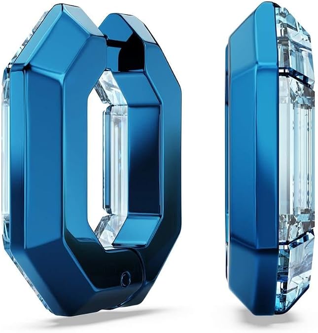 Swarovski Lucent Hoop Earrings, Octagon Shape, Small, Blue