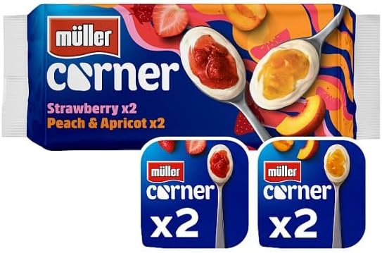 Müller Corner Strawberry and Peach Apricot Yogurts | Case of 3