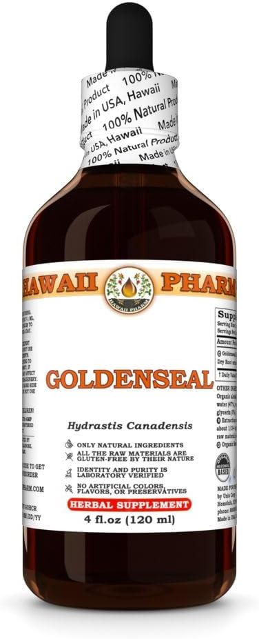 Goldenseal (Hydrastis Canadensis) Dry Root Tincture, Made in Hawaii, Raw Materials, All Natural, Vegan, Pure Liquid Extract - 4 fl.oz