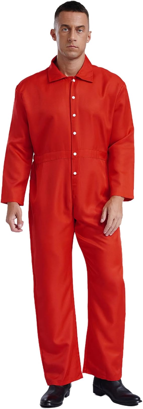 Sxiwei Unisex Working Coveralls Long Sleeve Lapel Front Buttons Mechanic Jumpsuits