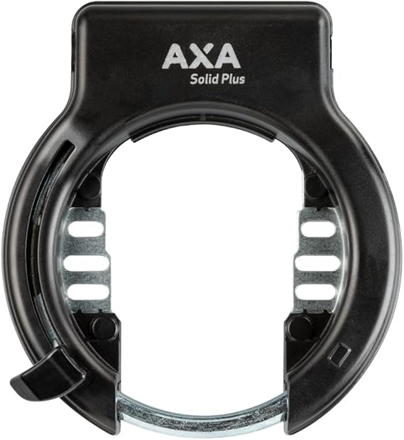 AXA Solid Plus Retractable Frame Lock - Security Level 11 - Wide Opening 57mm - Insert Chain Compatible - Key is Removable - Black