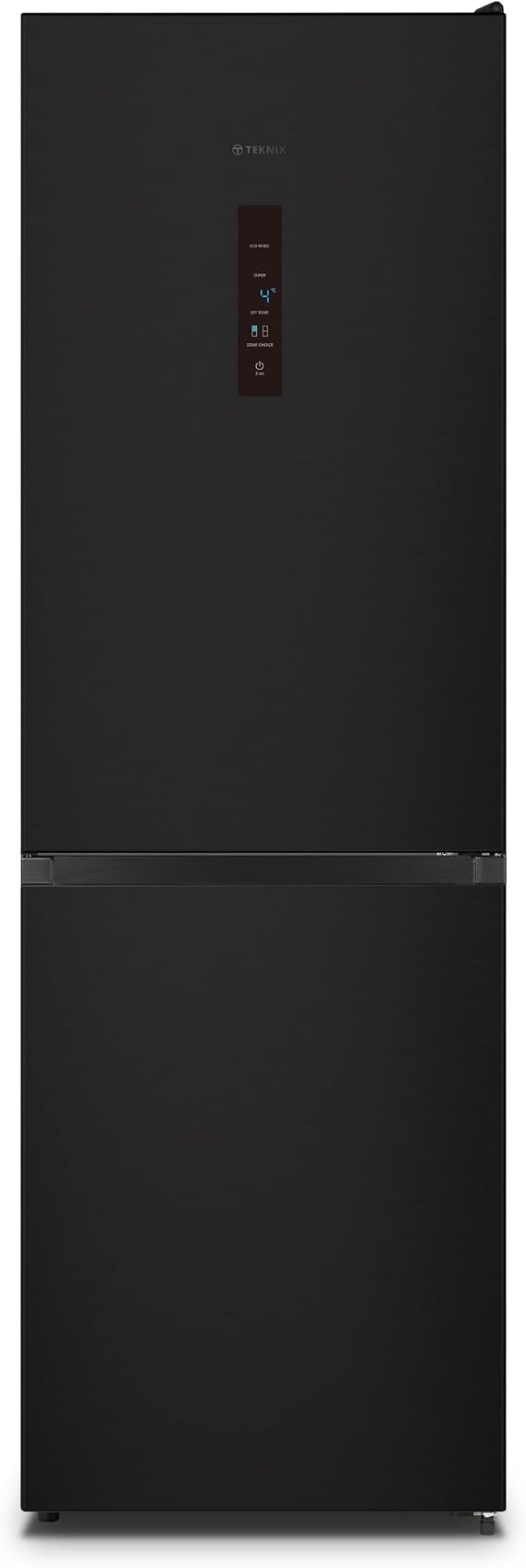 Teknix FFH1865BIX 60cm Freestanding 50/50 Fridge Freezer - 304 Litre Capacity - Frost Free - Black - D Rated, H186.0 x W59.5 x D59.0 (cm) [Energy Class D]