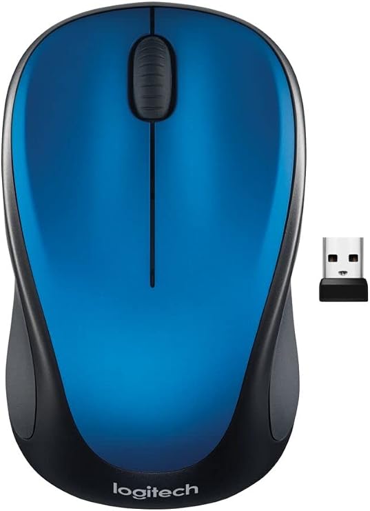 Logitech M317 Compact Ambidextrous 2.4 GHz Wireless Mouse - Blue | Ambidextrous with 2.4 GHz USB-A Nano Receiver, 1000 dpi optical tracking, 12-months battery life, PC, Mac, laptop compatible