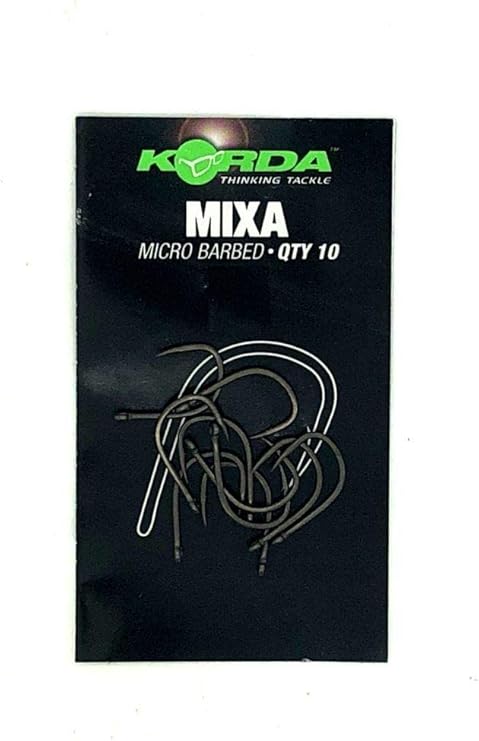Korda Mixa Surface Hooks - Fishing Hook, Carbon Steel, Barbless, Short Shank, Super-Wide Gape, Beaked, Offset Point, Sizes 6 - 12, Black, 1 Piece