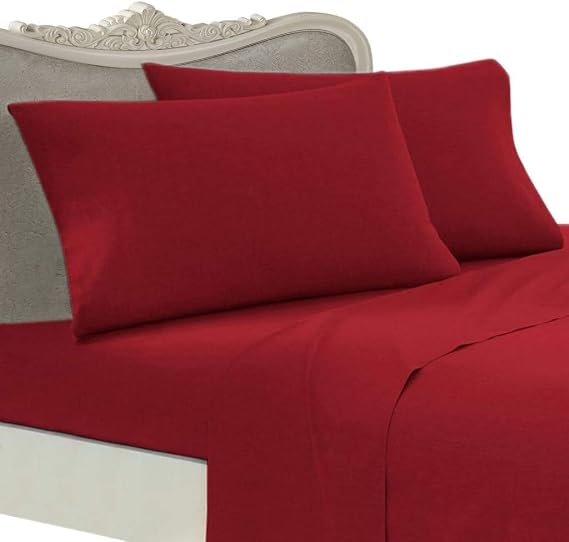 Luxurious Burgundy Solid Solid/Plain, Eastern King Size, 250 Thread Count Ultra Soft Single-Ply 100% Egyptian Cotton, Extra Deep Pocket Four (4) Piece Bed Sheet Set with 2 Pillow Cases 250TC