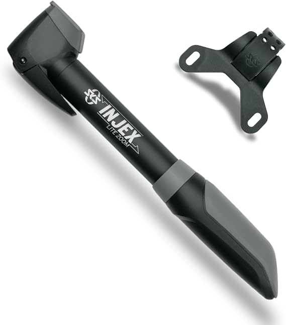 SKS Injex Lite Zoom Mini Pump, Black | Air pump, telescopic function, high pressure lever, valve clamp lever, max. Pressure: 10 bar / 144 PSI