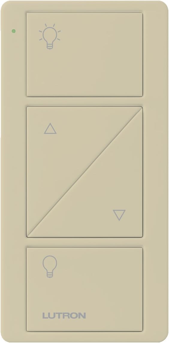 Lutron Pico Remote for Caseta Smart Dimmer Switch, 2-Button Control with Raise and Lower, For Table Top or Wallmount Use, PJ2-2BRL-GIV-L01, Ivory