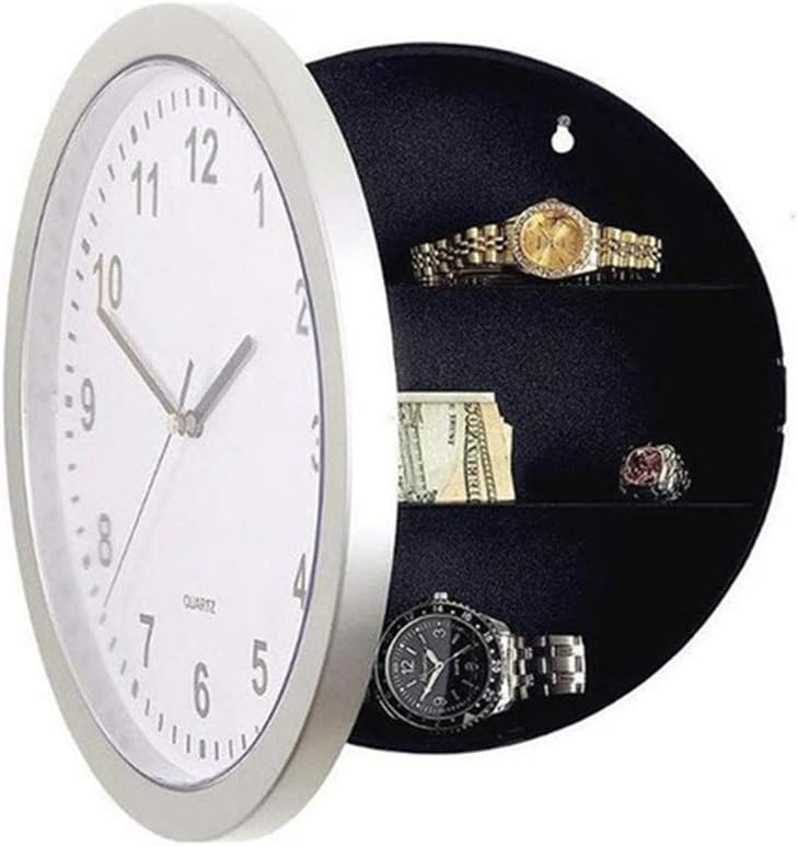 Wall Clock Hidden Safe Clock,Lumumi Secret Safes Hidden Safe Wall Clock for Secret Stash Money Cash Jewelry White