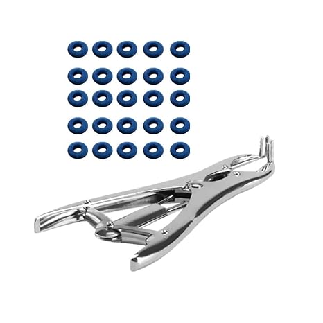Elastrator Tool Castrator Plier Dock Tail with 100 Bands for Cattle Sheep