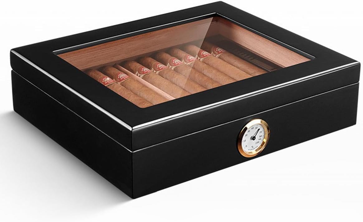Siyah Camlı Kısa Humidor Puro Kutusu rc06sy